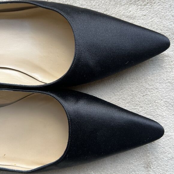 Michael Kors Black Satin Kitten Heel Pump Women 7 Pointed Toe Classic Minimalist - Picture 7 of 14